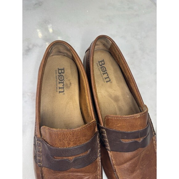Born Distressed Two Tone Brown Slip On Driving Penny Loafer Men’s Size 11 M - Picture 15 of 16